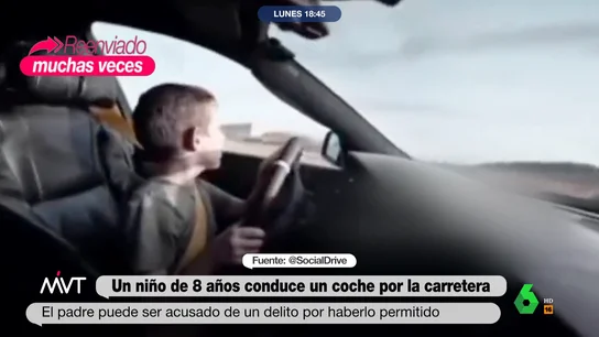 El vídeo viral de un niño de 8 años conduciendo por la carretera: a esto se enfrenta su padre por haberlo permitido "Es cooperación necesaria para un delito de conducción sin permiso", comenta Bea de Vicente, que en este vídeo explica el castigo al que se enfrenta el padre que dejó a su hijo conducir un todoterreno con 8 años y luego lo difundió en redes sociales.