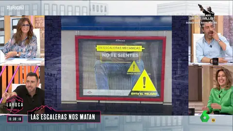En este vídeo de 'La Roca', Berni Barrachina analiza una campaña en Metro de Madrid que advierte del peligro de sentarse en las escaleras mecánicas: "Seguro que hay unanimidad en la Comunidad de Madrid en esto", comenta.