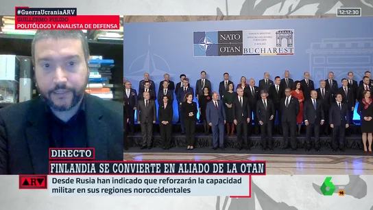 El politólogo y analista de defensa Guillermo Pulido. Finlandia se convierte en nuevo miembro de la OTAN y Rusia responde: "Tomaremos contramedidas"