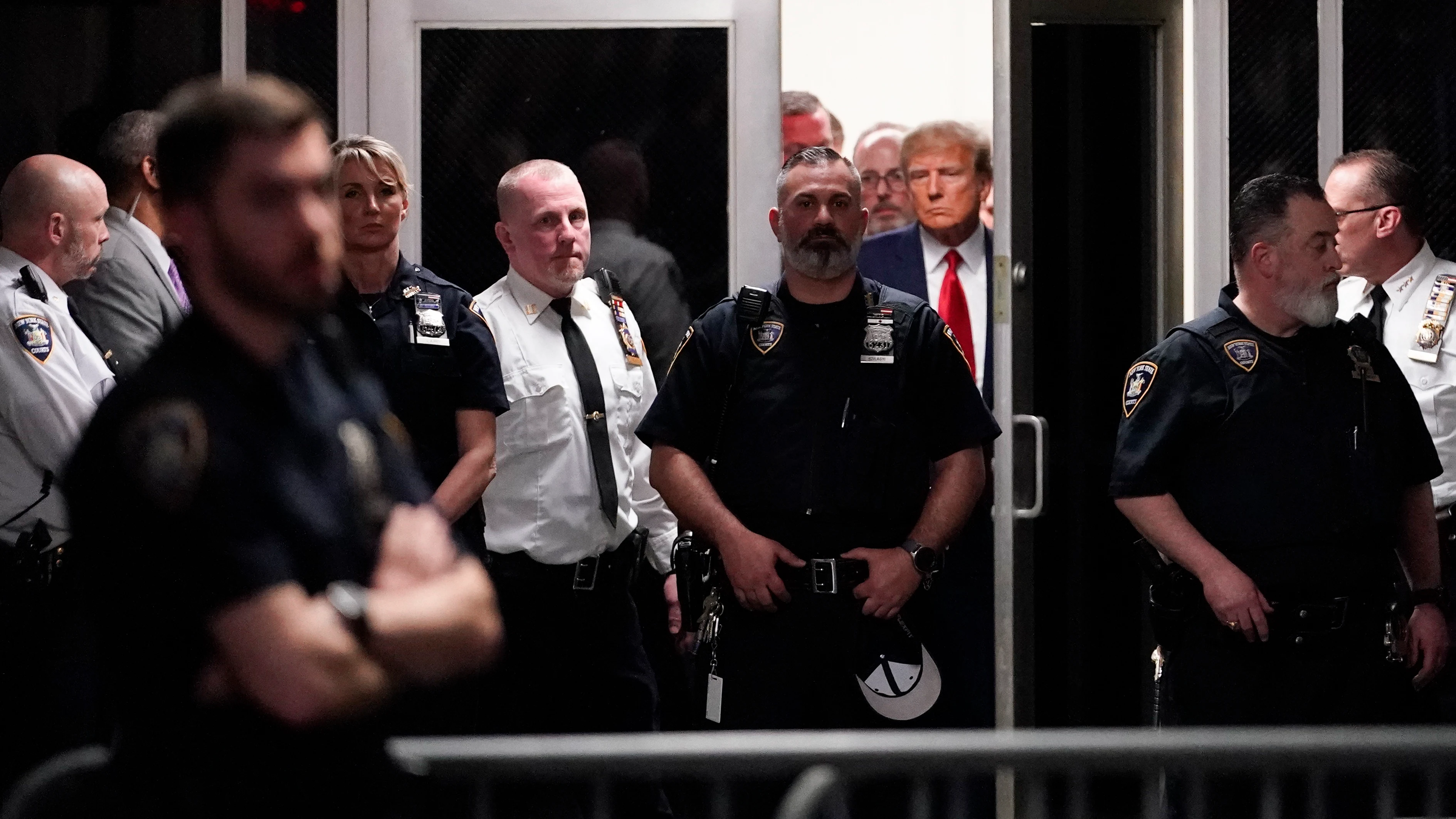Donald Trump, saliendo del juzgado de Nueva York