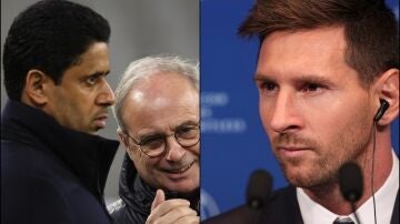 Luis Campos, Al Khelaifi y Leo Messi
