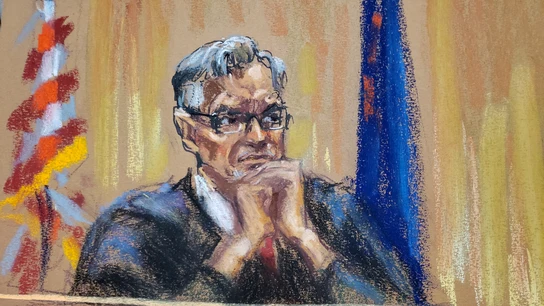 El juez Juan Merchan, en una ilustración del juicio a la Organización Trump El juez Juan Merchan, en una ilustración del juicio a la Organización Trump