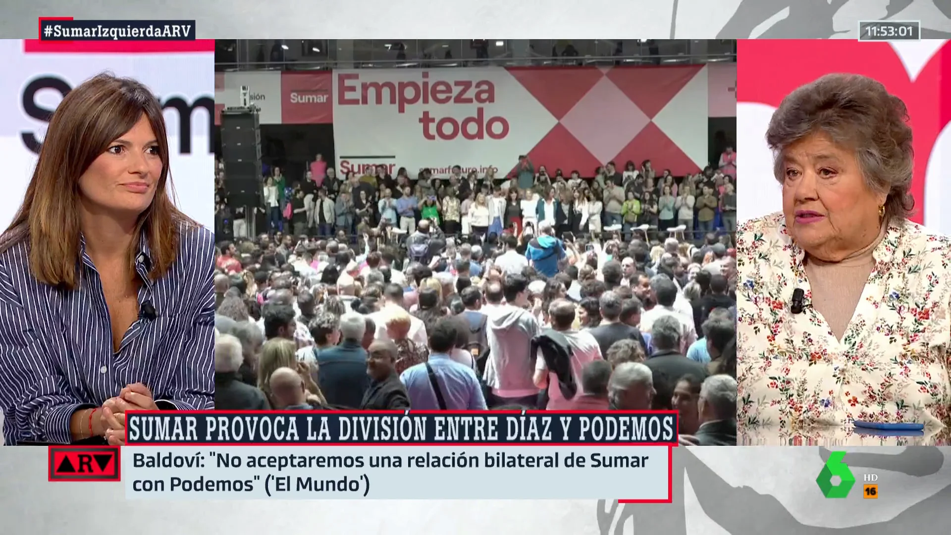 ARV Cristina Almeida compara la creación de Sumar con la de IU: "El problema es que quieren monopolizar un proyecto colectivo"