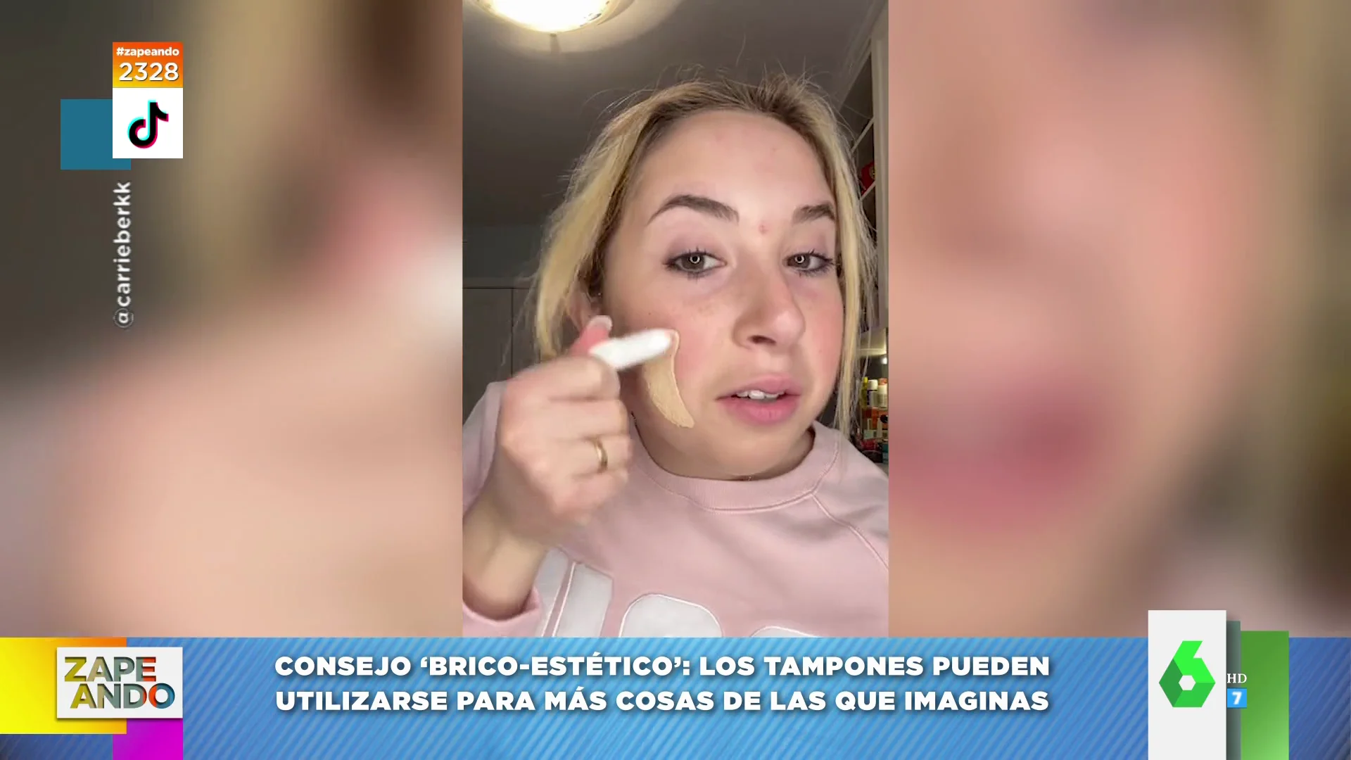 La surrealista técnica de esta influencer para maquillarse con un tampón