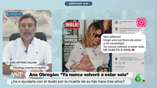 Un experto en duelos, sobre la nueva hija de Ana Obregón: "No se sustituye un hijo por otro, se restituye la función materna" Un experto en duelos, sobre la nueva hija de Ana Obregón: "No se sustituye un hijo por otro, se restituye la función materna"