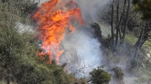 Imagen de archivo de uno de los incendios forestales que ha arrasado algunas zonas de Asturias El Gobierno abordará cuanto antes la declaración de zona catastrófica para Asturias tras los incendios