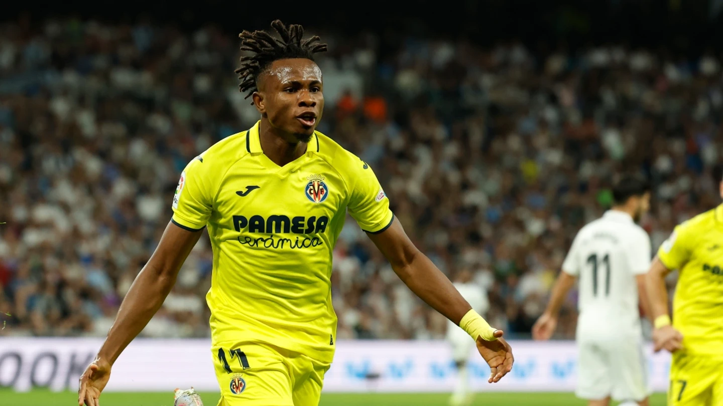Chukwueze celebra un gol con el Villarreal Chukwueze celebra un gol con el Villarreal