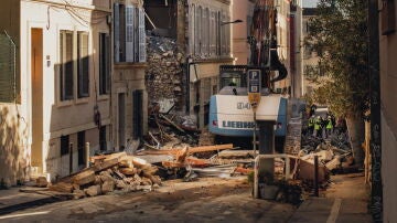 Imagen del edificio derrumbado en Marsella tras una "gran explosión" 