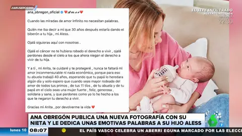 El mensaje de Ana Obregón a su hijo Aless con una imagen de su nieta: "Dando el biberón a tu hija"