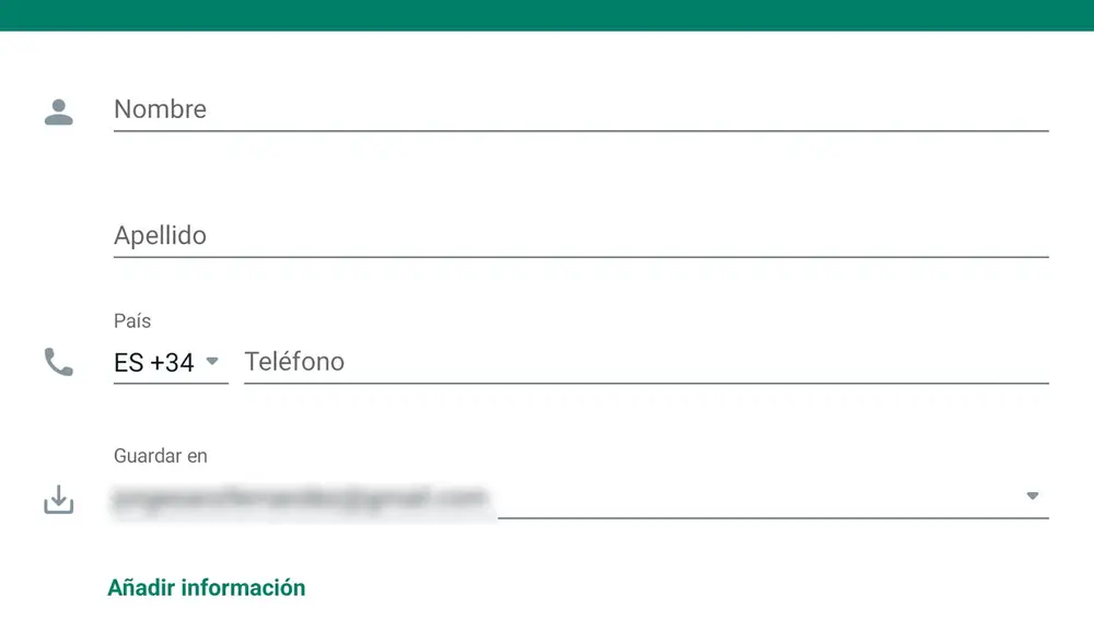 Añadiendo el contacto desde la app Añadiendo el contacto desde la app