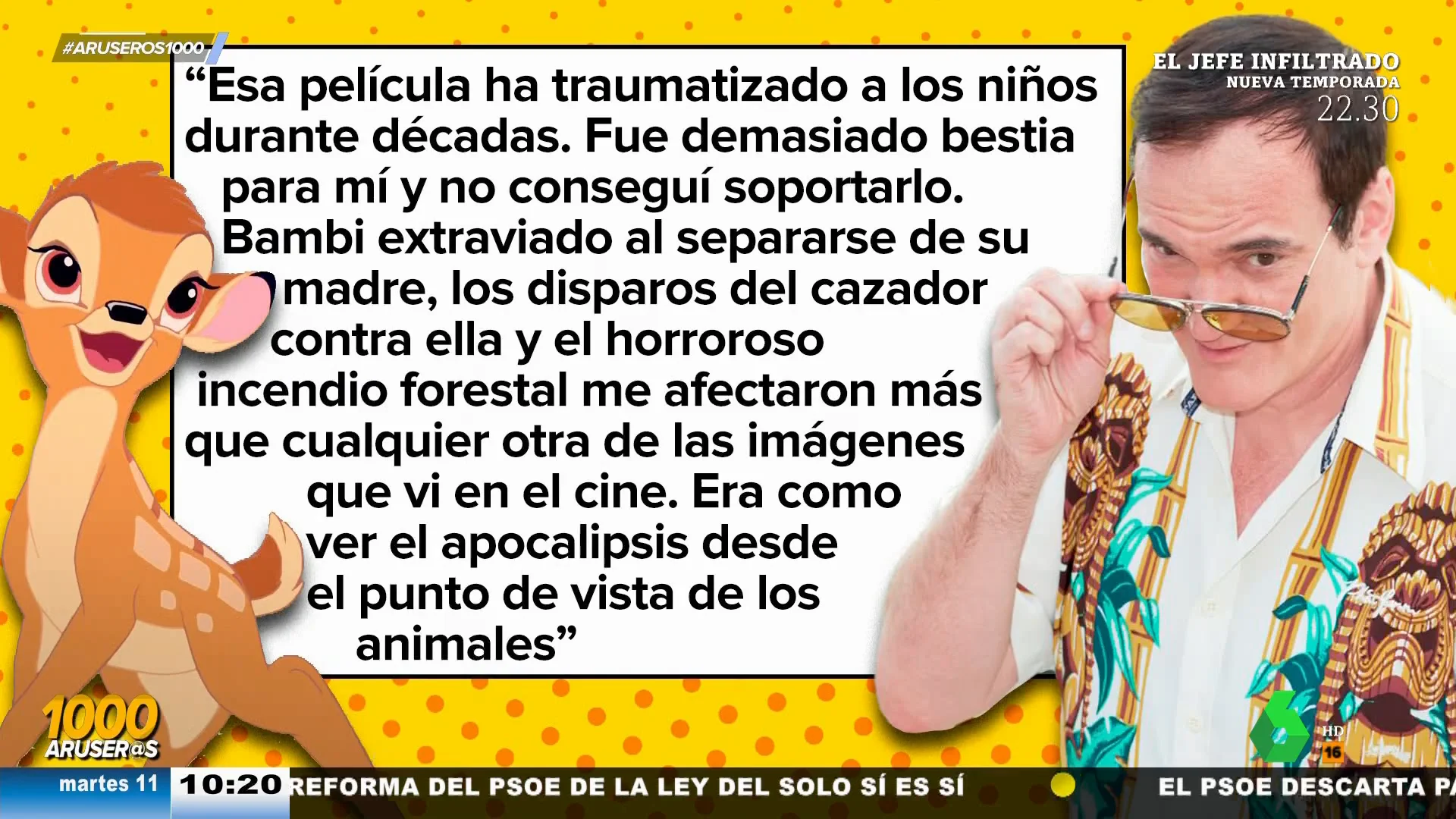 Quentin Tarantino carga contra Bambi: "Esa película ha traumatizado a los niños durante décadas"