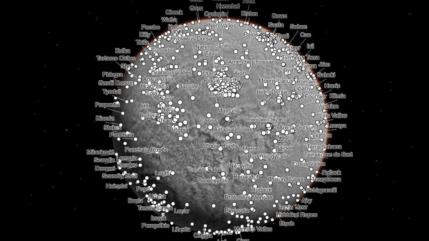 Crean un mapa interactivo que permite recorrer el planeta Marte. Crean un mapa interactivo que permite recorrer el planeta Marte.