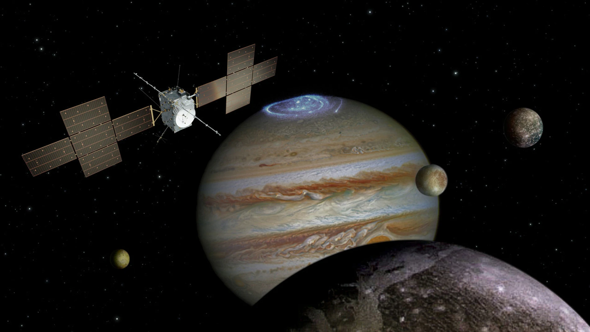 Simulación de la misión Juice de la NASA sobre Júpiter