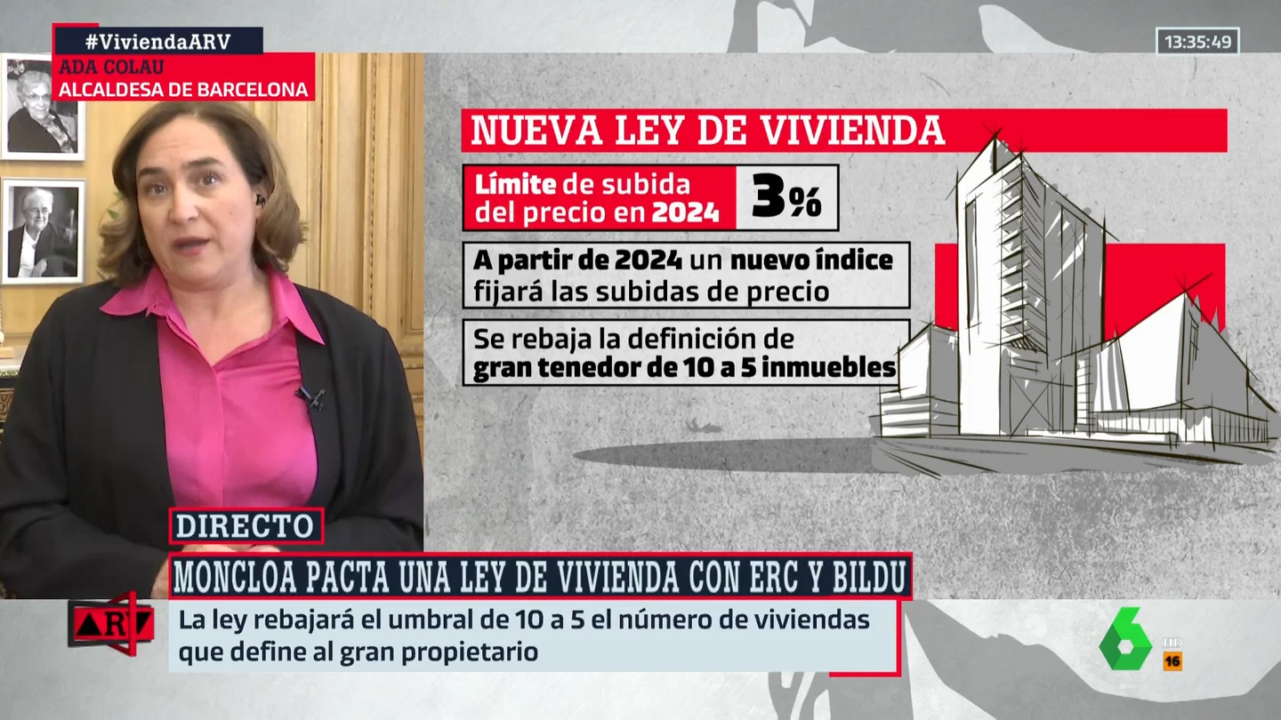 Ada Colau, satisfecha con la Ley de Vivienda: "No solo ganan los inquilinos. Gana el conjunto del país" Ada Colau, satisfecha con la Ley de Vivienda: "No solo ganan los inquilinos. Gana el conjunto del país"