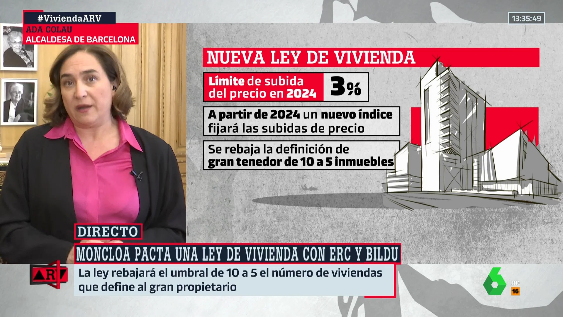 Ada Colau, satisfecha con la Ley de Vivienda: "No solo ganan los inquilinos. Gana el conjunto del país"