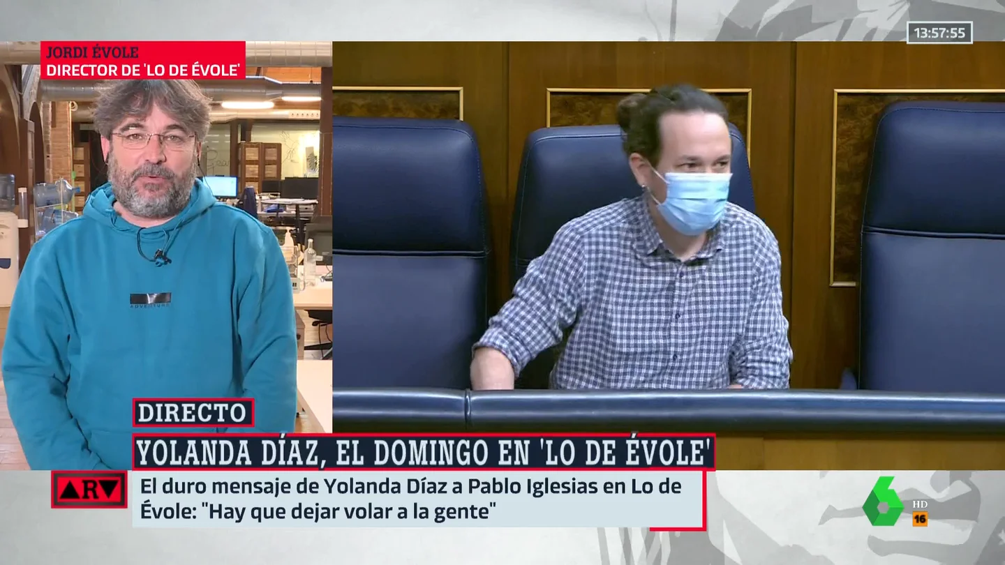 Évole reflexiona sobre Pablo Iglesias: "Todo el partido está pendiente de lo que opina, sigue teniendo mucho protagonismo en Podemos" Évole reflexiona sobre Pablo Iglesias: "Todo el partido está pendiente de lo que opina, sigue teniendo mucho protagonismo en Podemos"