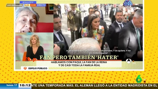 Paqui, la fan de la reina Letizia enfadada con el resto de la familia real: "Los eméritos eran compañeros de piso" Paqui, la fan de la reina Letizia enfadada con el resto de la familia real: "Los eméritos eran compañeros de piso"