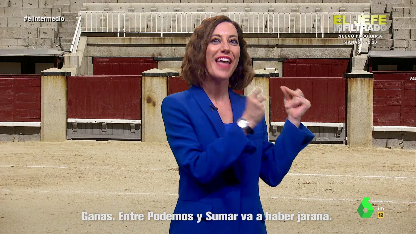 La campaña de Ayuso sobre los roces de la izquierda Cristina Gallego imita a Isabel García Ayuso en este vídeo donde aprovecha la música de su recién estrenado spot de campaña para las autonómicas para hablar del enfrentamiento entre Podemos y Sumar: "Si siguen peleando mi partido gana", canta.