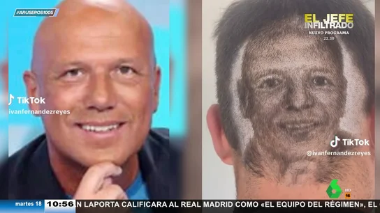 La reacción de Alfonso Arús al ver cómo un peluquero ha plasmado su rostro en la cabeza de un hombre La reacción de Alfonso Arús al ver cómo un peluquero ha plasmado su rostro en la cabeza de un hombre
