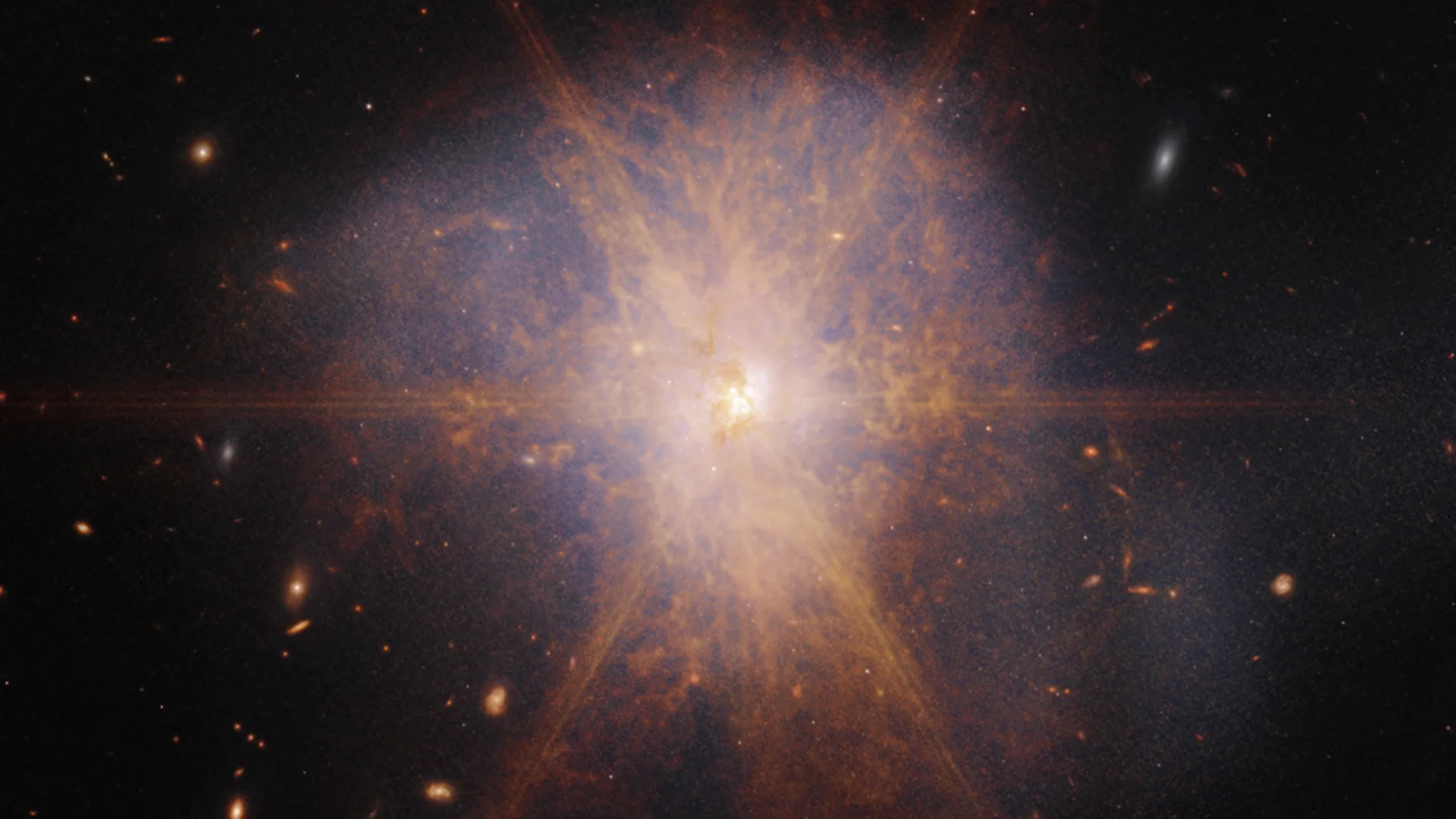 Arp 220, captado por el telescopio espacial James Webb de la NASA