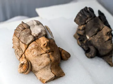 Relieves figurados hallados en el yacimiento de Casas del Turuñuelo (Badajoz) Relieves figurados hallados en el yacimiento de Casas del Turuñuelo (Badajoz)