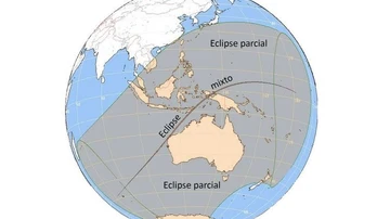 Mapa donde el eclipse será visible