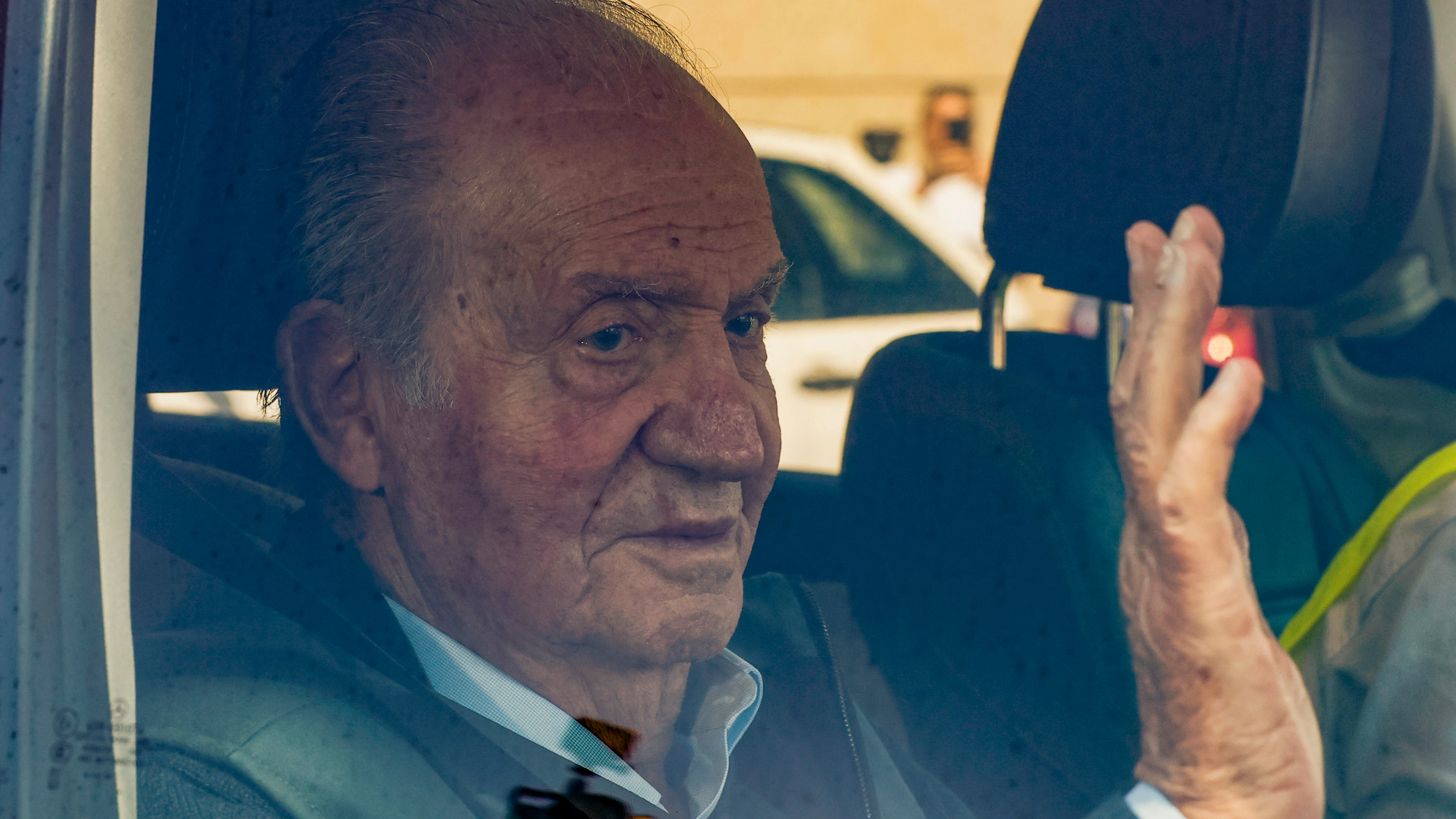 El rey emérito Juan Carlos I, a su llegada a Sanxenxo