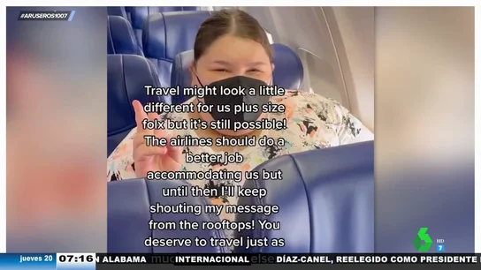 Una influencer relata la pesadilla que es viajar en avión para una persona con obesidad o sobrepeso Una influencer relata la pesadilla que es viajar en avión para una persona con obesidad o sobrepeso