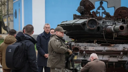 Stoltenberg, en su visita a Ucrania del 20 de abril. Stoltenberg, en su visita a Ucrania del 20 de abril.