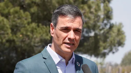 El presidente del Gobierno, Pedro Sánchez , durante unas declaraciones a los medios en su visita este jueves al Parque Nacional de Doñana. El presidente del Gobierno, Pedro Sánchez , durante unas declaraciones a los medios en su visita este jueves al Parque Nacional de Doñana.