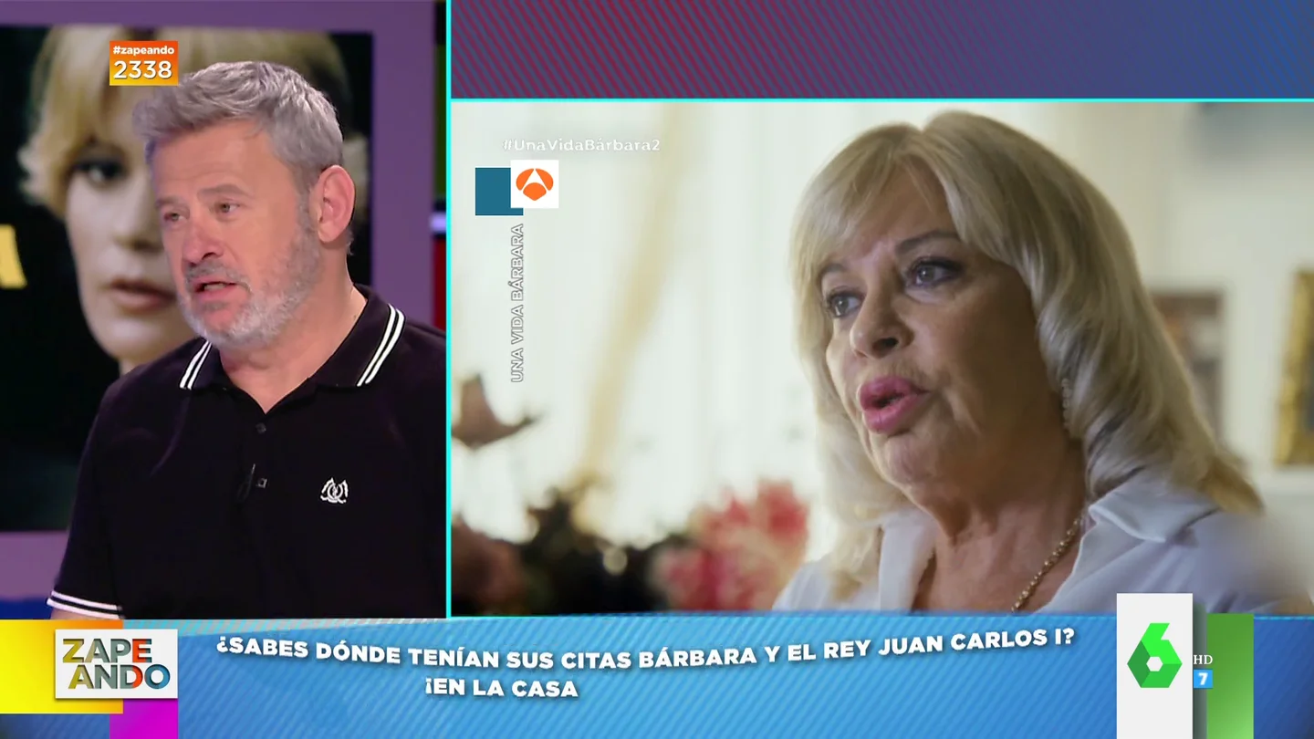 Miki Nadal, tras oír cómo llamaba Bárbara Rey a Juan Carlos I en sus encuentros íntimos Zapeando analiza el nuevo capítulo de 'Una vida Bárbara', en el que Bárbara Rey explica con todo lujo de detalles sus encuentros íntimos con el rey Juan Carlos en la casa de campo de Franco. Las reacciones de los zapeadores, en este vídeo.