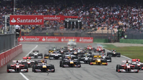 La salida del GP de Alemania de 2010, en Hockenheim. La salida del GP de Alemania de 2010, en Hockenheim.