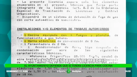 El Ayuntamiento de Madrid asegura que el restaurante incendiado en el que murieron dos personas tenía licencia de cocina