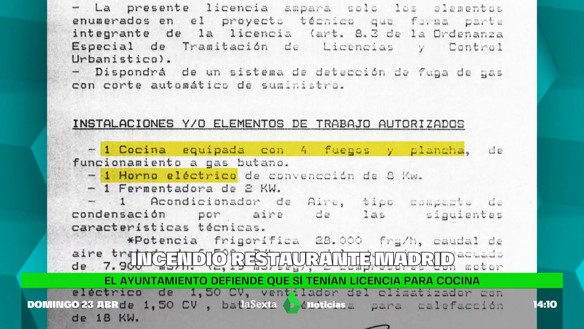 El Ayuntamiento de Madrid asegura que el restaurante incendiado en el que murieron dos personas tenía licencia de cocina