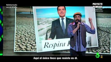 Raúl Pérez imita a Juan Luis Guerra y canta a la sequía en Doñana y Juanma Moreno