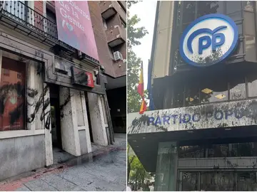 Las sedes del PSOE y del PP en Madrid, vandalizadas por Futuro Vegetal
