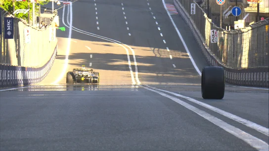 La rueda de Yuki Tsunoda tras el accidente. La rueda de Yuki Tsunoda tras el accidente.
