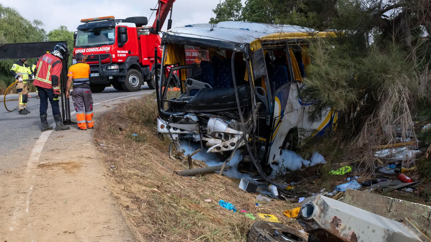 Lugar del accidente de autobús en Almonte, Huelva Lugar del accidente de autobús en Almonte, Huelva