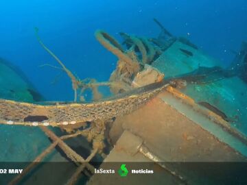 Imagen del Neretva, el barco hundido en la costa asturiana