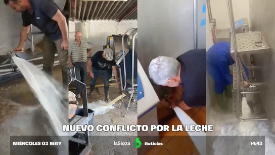 Los ganaderos, en pie de guerra, protestan contra los "abusivos precios" tirando más de 4.000 litros de leche al suelo Los ganaderos, en pie de guerra, protestan contra los "abusivos precios" tirando más de 4.000 litros de leche al suelo