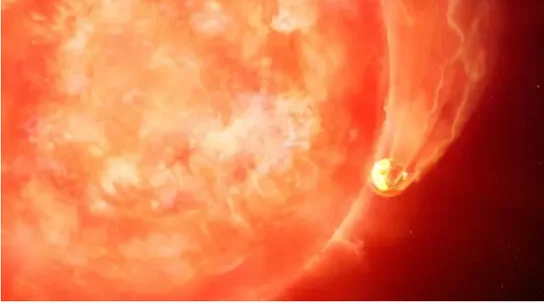 Imagen representativa de una estrella engullendo un planeta Imagen representativa de una estrella engullendo un planeta
