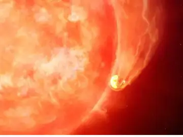Imagen representativa de una estrella engullendo un planeta