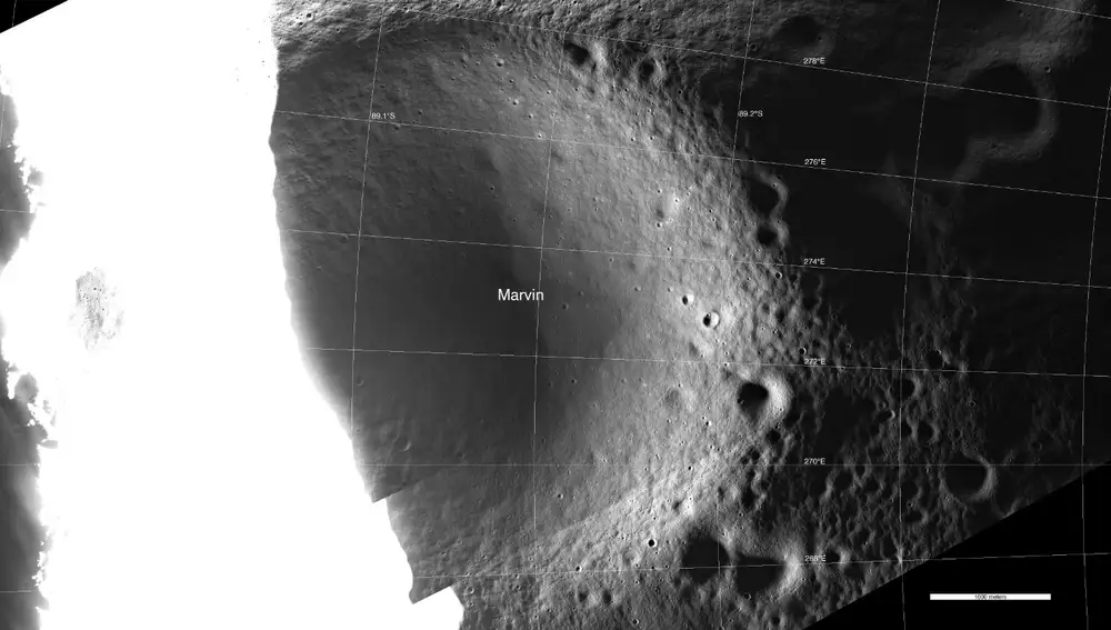 Cráter Marvin en el polo sur de la Luna