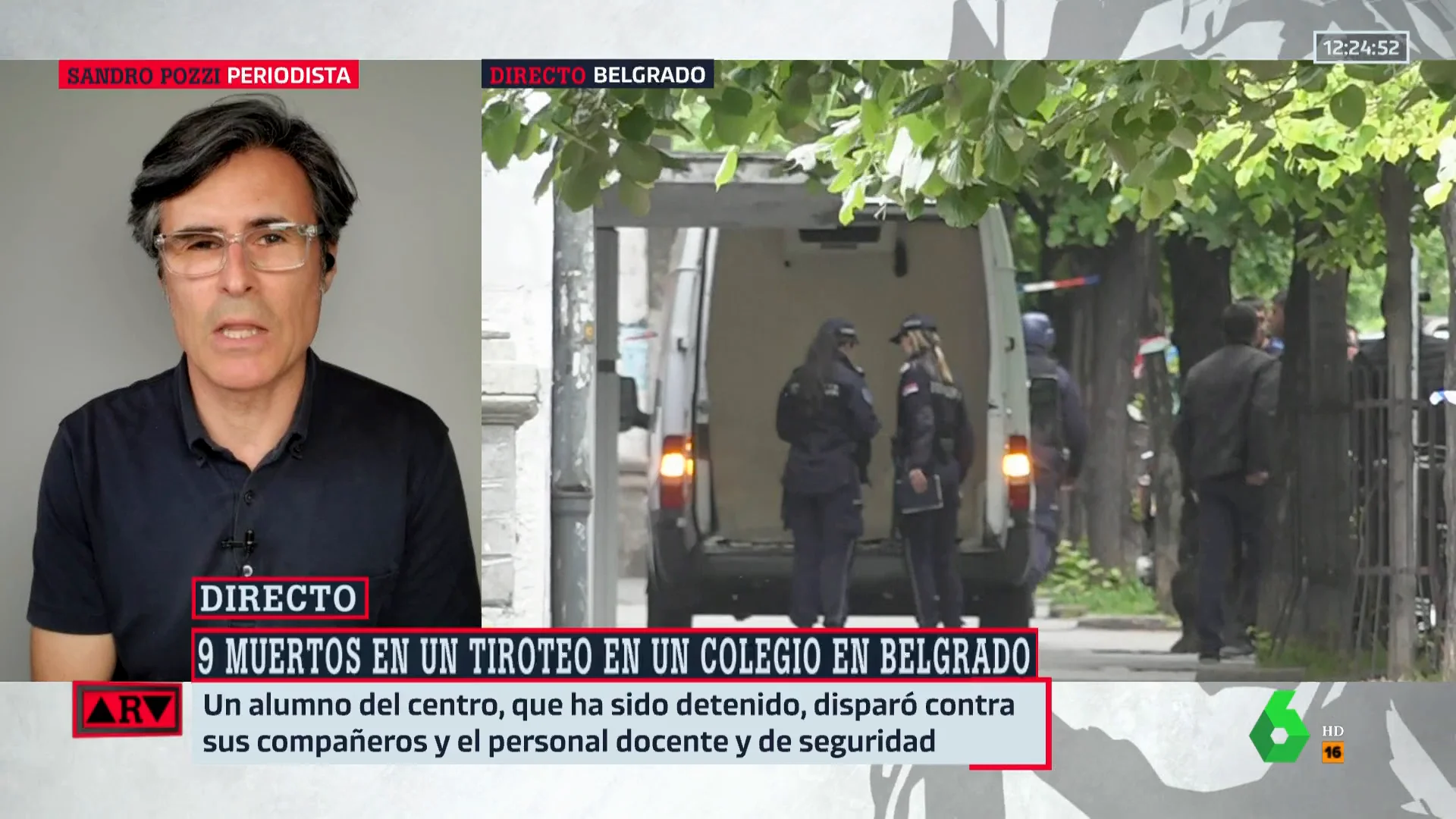 Sandro Pozzi, sobre el tiroteo en un colegio de Belgrado: "En Serbia hay 39 armas por cada 100 habitantes"