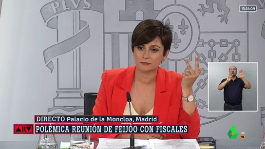 Isabel Rodríguez se pronuncia sobre la reunión de Feijóo con fiscales Isabel Rodríguez se pronuncia sobre la reunión de Feijóo con fiscales