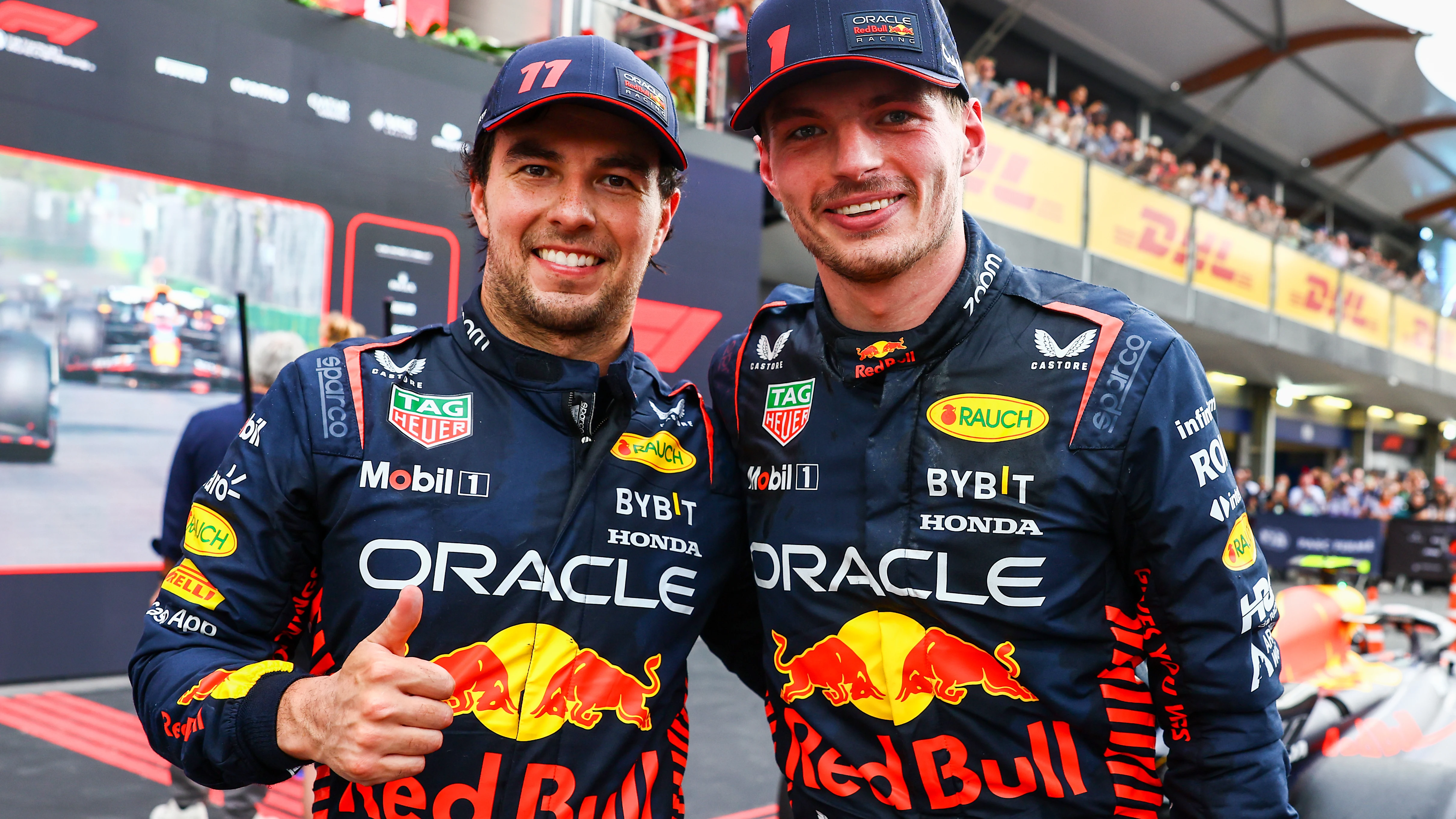 Sergio Pérez y Max Verstappen