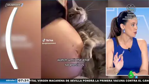 El tierno vídeo viral del gato que acaricia la tripa de su dueña embarazada que Alfonso Arús dedica a Alba Gutiérrez