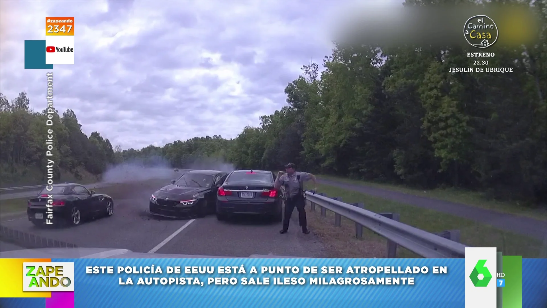 Un policía se salva 'por los pelos' de ser atropellado en la autopista: "Hay superhéroes con menos carrera que él"