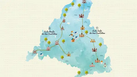 El mapa de la ruta de los castillos de la Comunidad de Madrid El mapa de la ruta de los castillos de la Comunidad de Madrid
