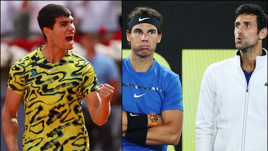 Carlos Alcaraz, Rafa Nadal y Novak Djokovic Carlos Alcaraz, Rafa Nadal y Novak Djokovic